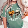 thumbnail image 3 of Stay Creepy Halloween T-Shirt, Pumpkin Skull Graphic Tee, Retro Spooky Season Shirt, Vintage Comfort Colors Halloween Apparel Gift for Her - Moss, 3XL, 3 of 5