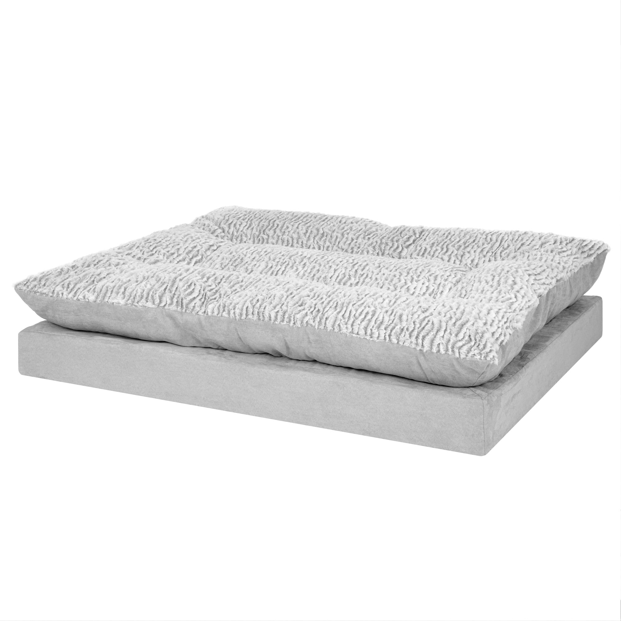 FurHaven Pet Products Embossed Faux Fur & Suede Orthopedic Pillow