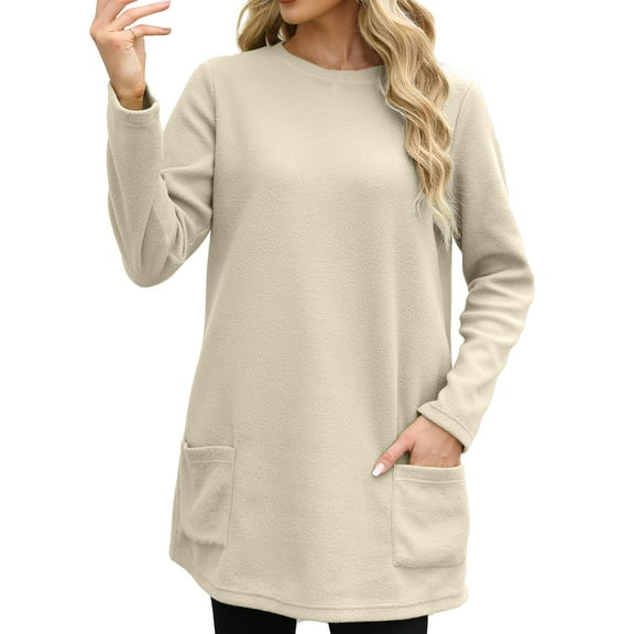Bovemsi Sweatshirts for Women Crewneck Loose Fitting Tops Long Sleeve With Pocket Shirts Pullover Long Sleeve Clothes Pullover