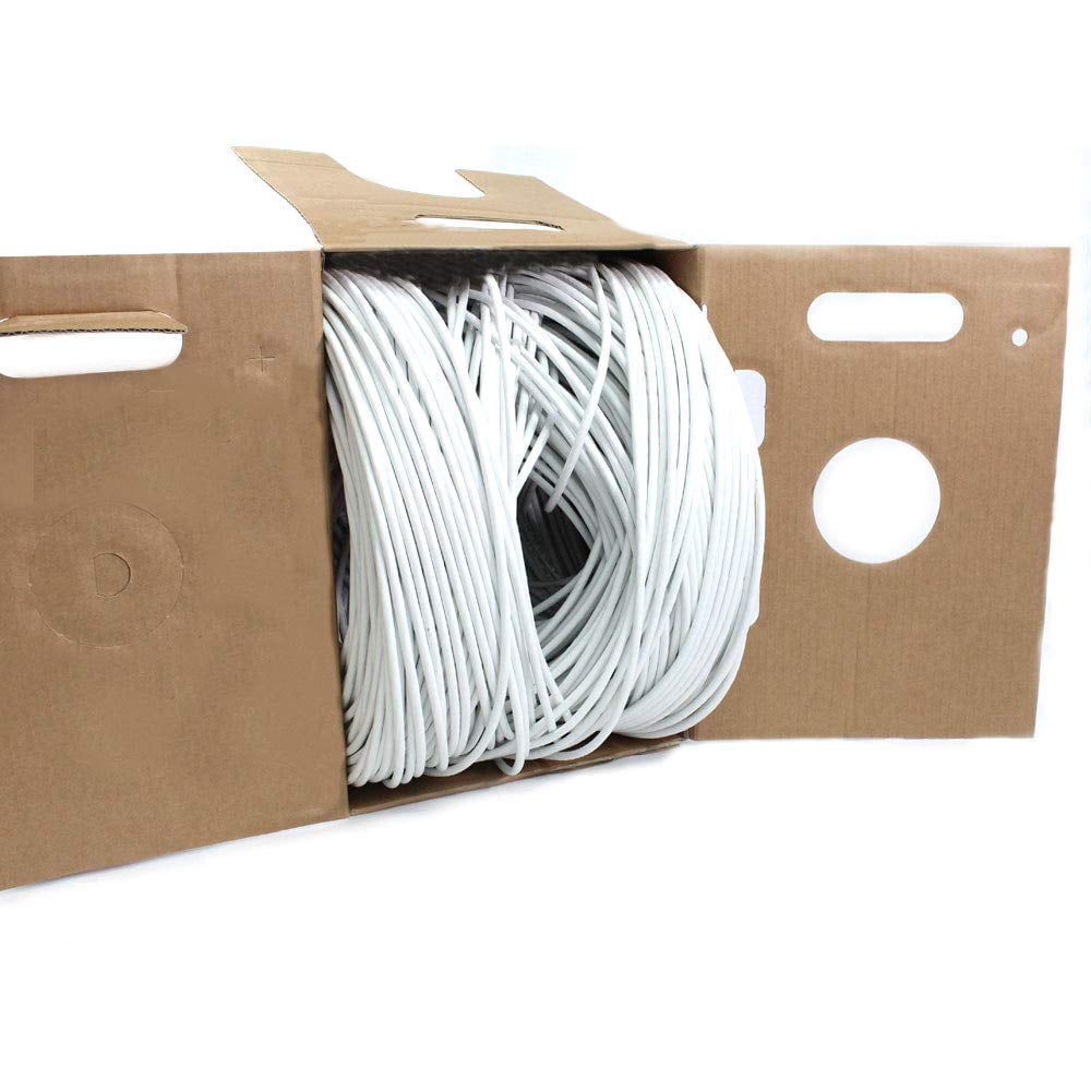 Cat6 Riser (CMR) 1000FT, UTP (Unshielded Twisted Pairs), 23AWG, Solid, Bare Copper, 550MHz, ETL Listed, Bulk Ethernet Cable, White