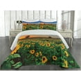 thumbnail image 2 of Ambesonne Sunflower Quilted Coverlet 3 Pcs, Flower Field at Sunset, King Size, Multicolor, 2 of 4