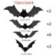 thumbnail image 4 of 12 Uds. Decoración de murciélagos 3d de Halloween 4 tamaños diferentes pegatina de murciélago negro aterrador de Pvc realista, 4 of 4