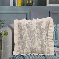 Vfedsrsge 23x23 Inch Beige Ruffled Pillow Cover - Floral Decorative Throw Pillow for Sofa Living Room, Soft Polyester Easy Wash Cushion Cover, Holiday Gift Decor