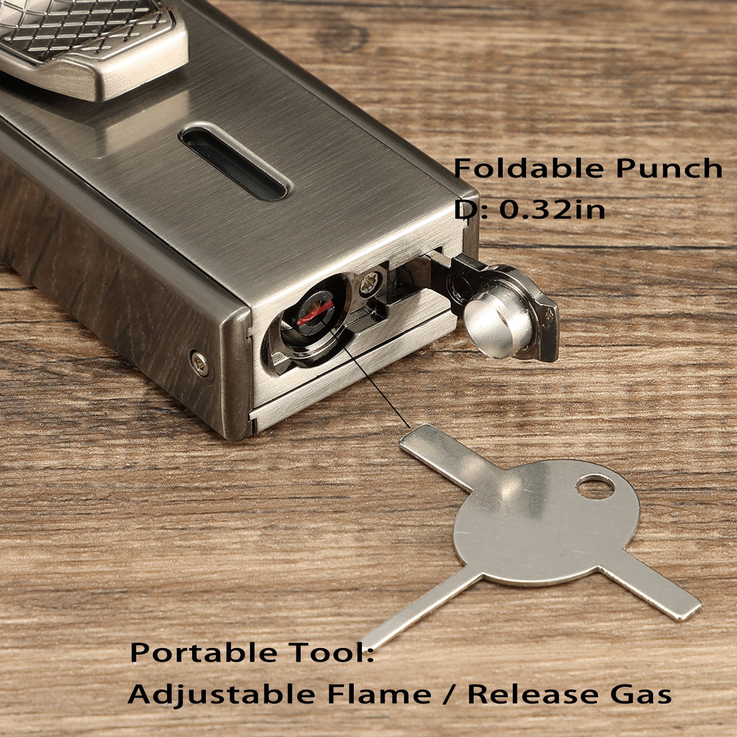 Portable Leather Cedar Wood Cigar Case with Double Jet Flame Lighter