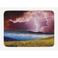 thumbnail image 1 of Nature Bath Mat, Sky with Electrical Storm Rays Powerful Effect on Earth Rural Landscape Print, Non-Slip Plush Mat Bathroom Kitchen Laundry Room Decor, 29.5 X 17.5 Inches, Green Pink Blue, Ambesonne, 1 of 2