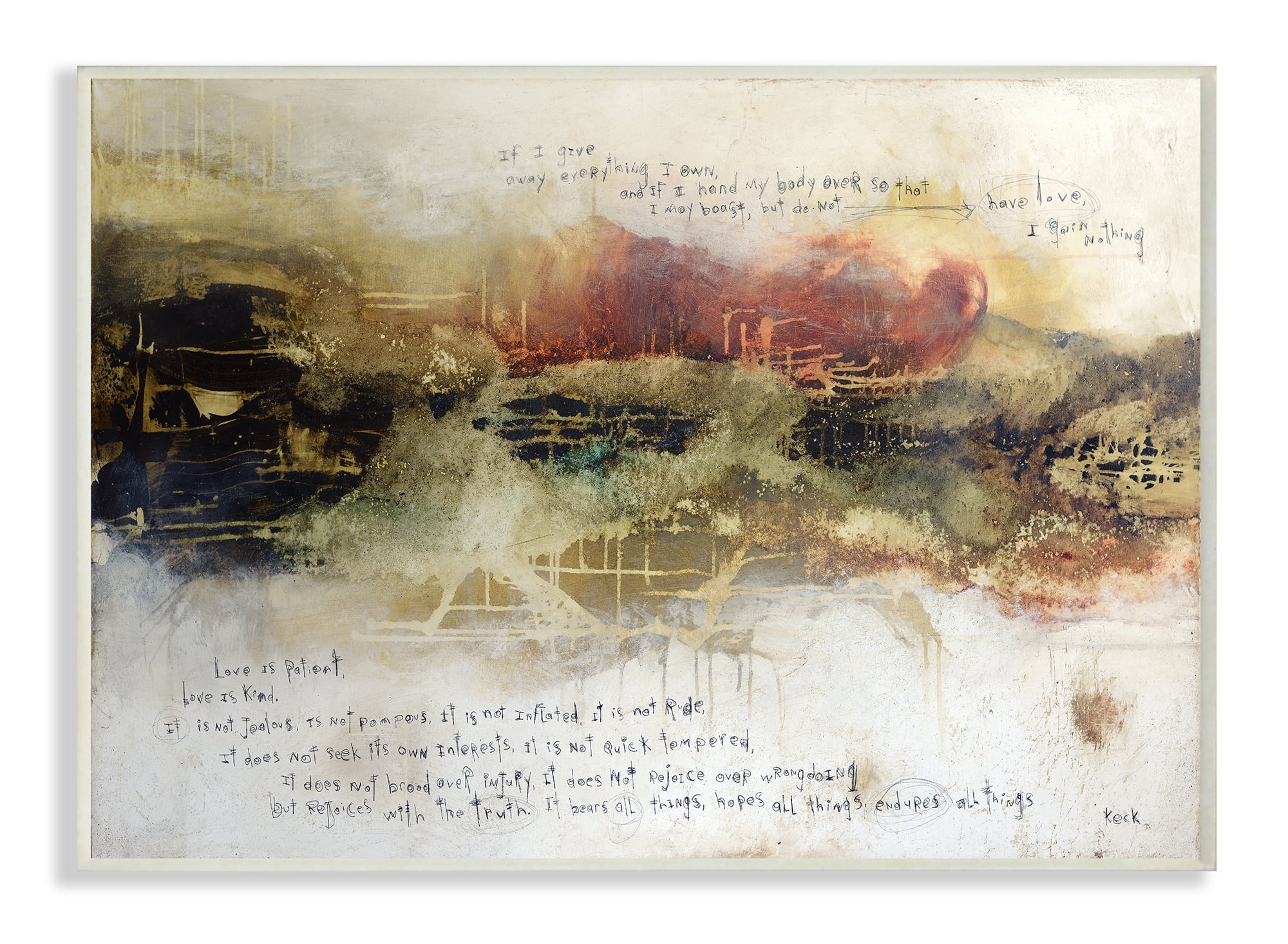 The Stupell Home Decor Rust and Gold Smeared Abstract Painting Over Words Collage Wall Plaque Art 13 x 19 Multi-Color The Stupell Home Decor Rust and Gold Smeared Abstract Painting Over Words Collage Wall Plaque Art 13 x 19 Multi-Color