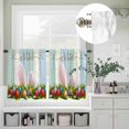 thumbnail image 5 of Kitchen Window Curtains Valance and Tier Set, Spring Easter Rabbit Ears Eggs Rod Pocket Tier Curtain Valance Set, Blue Green White Striped Light Filtering Cafe Curtains for Bedroom Living Room, 5 of 9