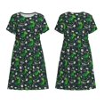 thumbnail image 3 of Bixox Robe d'Été à Manches Courtes pour Femmes Robe Ample Longueur Genou avec Poches-Dinosaure et Os, 3 of 7
