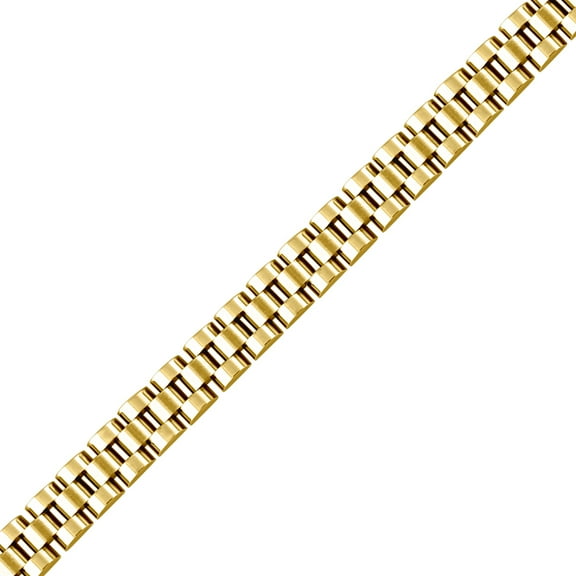 Stainless Steel Yellow-tone Mens Presidential Style 8mm Bracelet-8inch Link Bracelet for Men