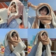 thumbnail image 3 of Windproof Warm Animal Rabbit Ear Hat Plush Hat Hoodies Scarf Mittens Adults Kids, 3 of 18