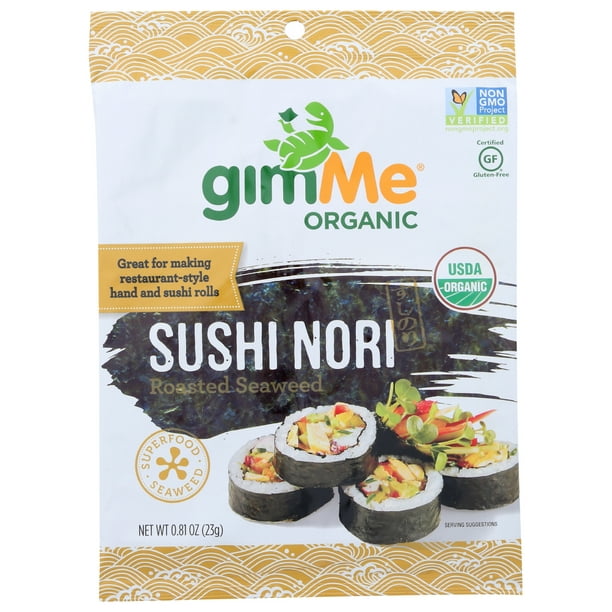 gimMe Organic Sushi Nori, Roasted Seaweed Sheets, 0.81 Oz