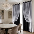 thumbnail image 4 of Curtains,Double Layer Blackout Curtains,84in Star Lace 2-in-1 Thermal Insulated Curtains for Bedroom Living Room,Fade Resistant Light Control Window Decor(Black), 4 of 7