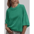 thumbnail image 2 of Jersey Saodimallsu de punto verde de manga corta para mujer, 2 of 5