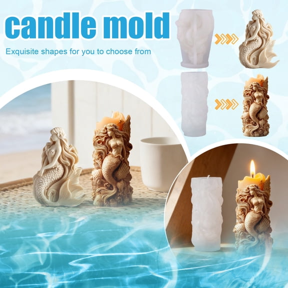 Candle Mold - Candle Making Molds - Reusable Non-stick Resin Molds for Home Room Decor Craft Supplies, 4.5", A