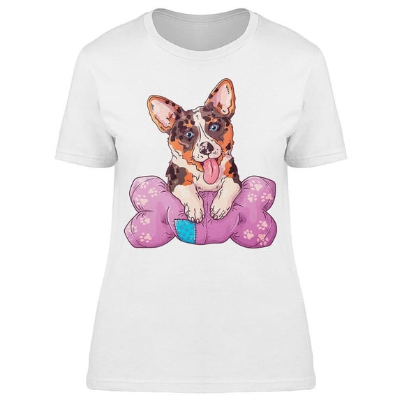 Corgi, And A Bone Pillow T-Shirt Women -Image by Shutterstock, Female 3X-Large
