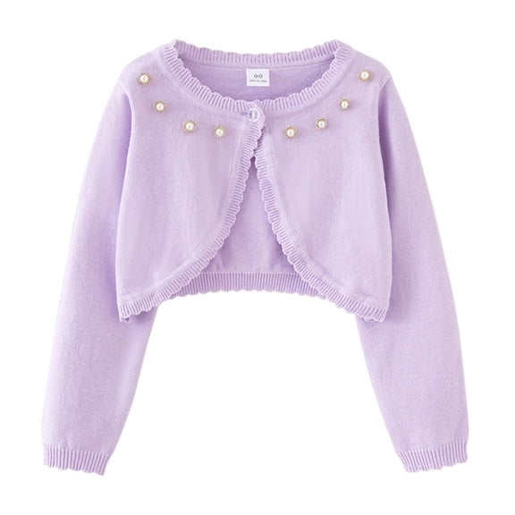 Big Girls Knit Cardigan Sweater Casual Summer Fall Outerwear Kids Girls With Rhinestone Clothing Purple Size 9-10T