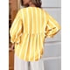 thumbnail image 4 of Blusa de Verano A Rayas con Cuello en V y Mangas Abullonadas para Mujer, Estilo Babydoll, Holgada e Informal Amarillo L, 4 of 9