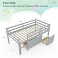 thumbnail image 3 of Yardi Yard Twin Size Low Loft Bed with 3 Drawers with Ladder and Full-length Guardrails-Gray, Bed Frame, 3 of 6