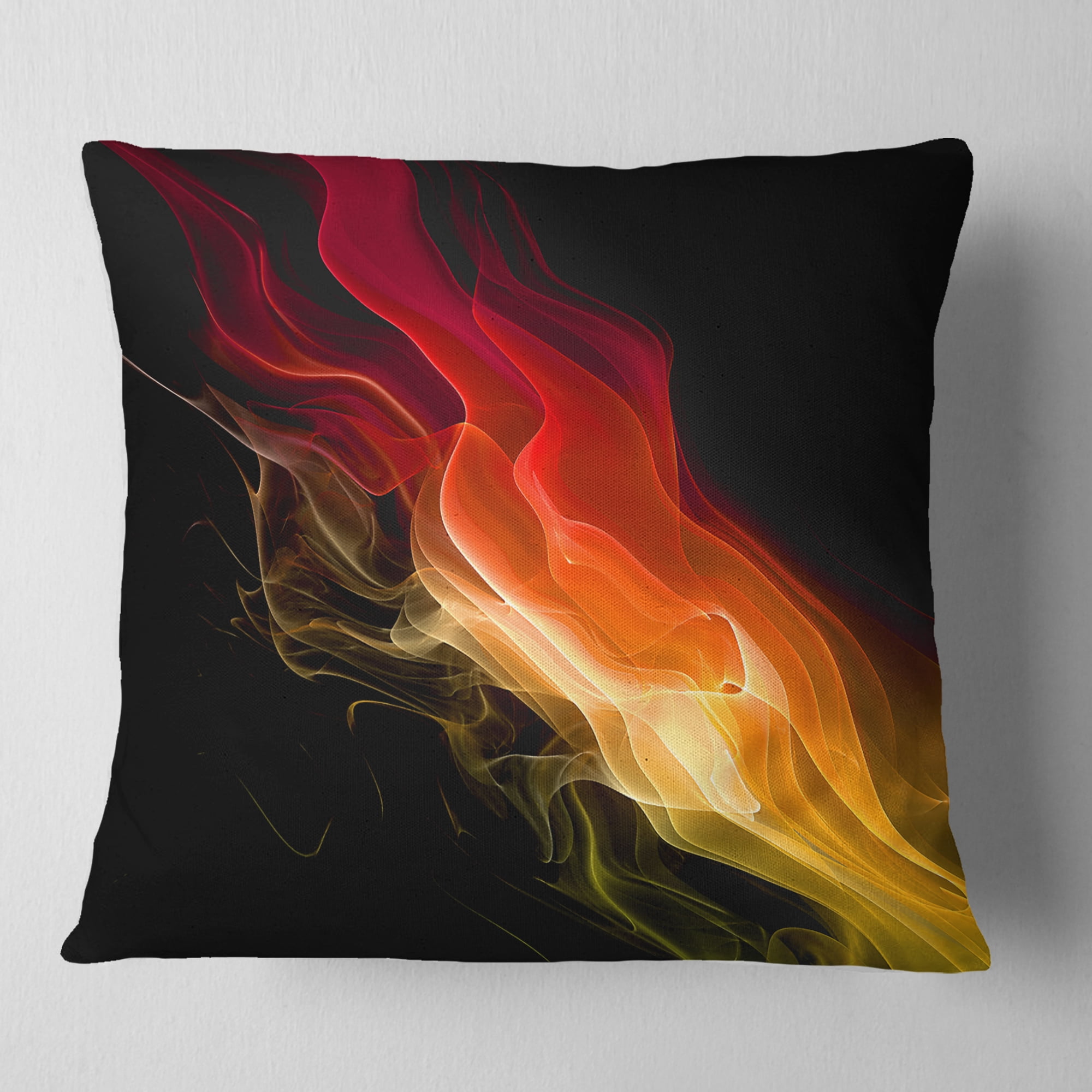 Designart Yellow Red 3d Abstract Waves - Contemporary Abstract Throw Pillow - 16x16