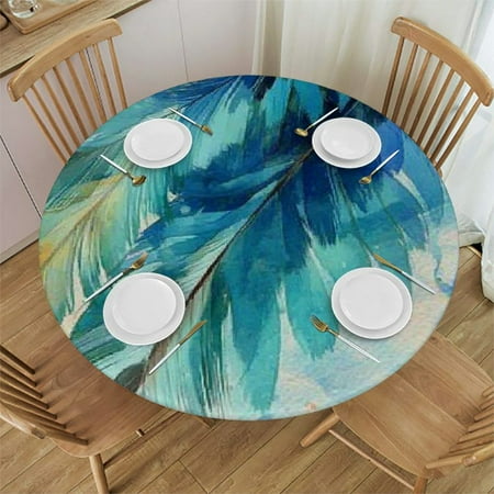 

Patifu Feathers Round Tablecloth Stain-Resistant Washable Indoor Outdoor Restaurant Wedding Party Decor Great for Home Kitchen Holiday Dinner 38 -42
