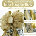 thumbnail image 2 of EP Gold Christmas Tree Topper Gold Glitter Christmas Bows 12" Wide Snowflake Ribbon Bow Gold Christmas Bows Gold Christmas Topper Large Gold Bows for Christmas Tree Decoration (1 Pack), 2 of 18