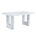 thumbnail image 5 of ExtraLco 7 Piece Dining Table Set for 6, White Marble Look Table with 6 White PU Chairs, 5 of 11