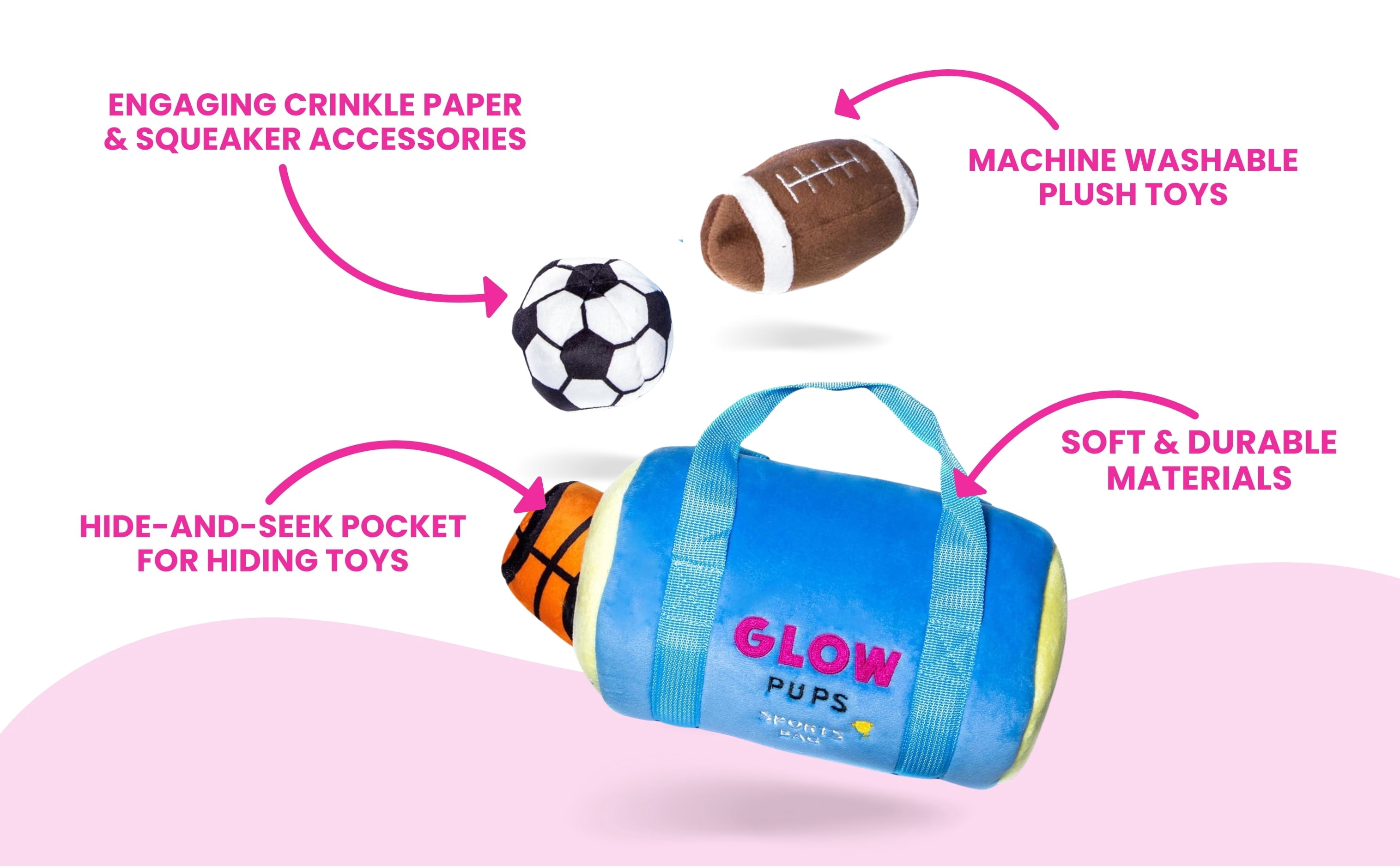 Glow Pups Dog Toys Sports Bag Hide and Seek