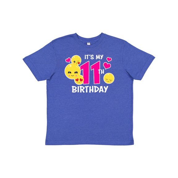 Inktastic Its My 11th Birthday with Smiling Emoticons Youth T-Shirt