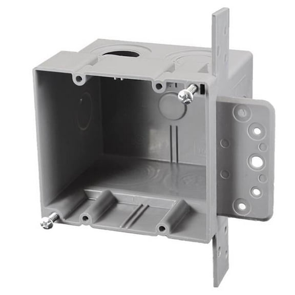 38 cu. in.   Work Rectangle PVC 2 Gang Outlet Box, Gray