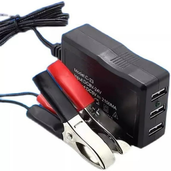 DC Converter with Battery Clip 12V 24V to 5V USB Step Down Converter Multi-Port
