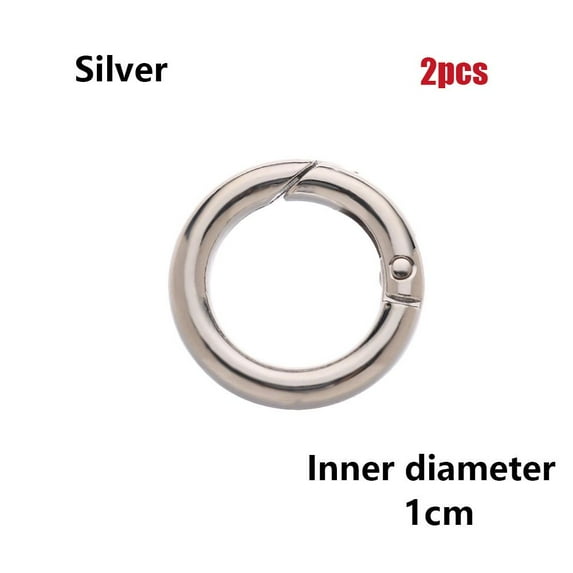 2/5pcs 10/12/16/19mm Black gold silver Round Push Trigger Zinc Alloy Hooks Carabiner Purses Handbags Spring O-Ring Buckles Bag Belt Buckle Snap Clasp Clip SILVER 2PCS 1CM