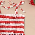 thumbnail image 5 of Povozer 4th Of July Outfits for Kids Baby 4th Of July Outfit Girl Usa Bubble Romper Smocked Dress My First Forth Of July baby girl Outfits for 0-3 Months,Red, 5 of 7