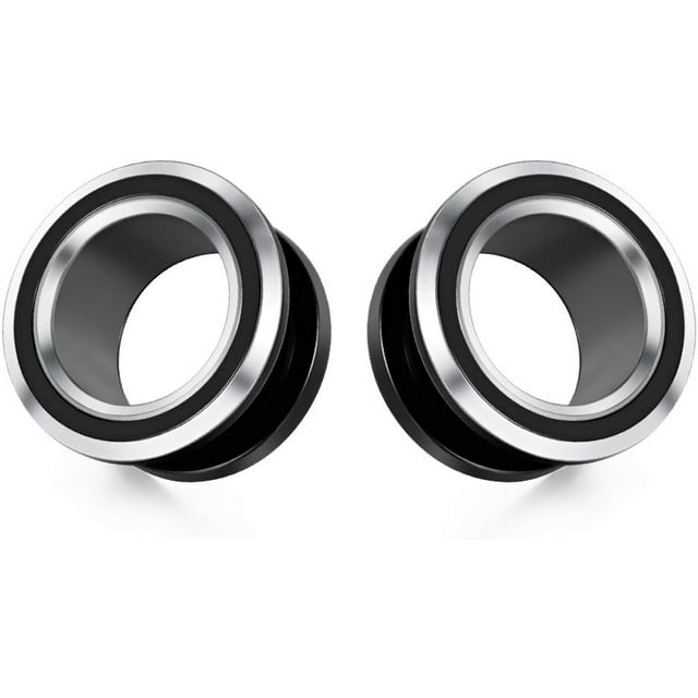 GHSDFBB 2 Pcs 316L Acier Inoxydable Vis Tunnel Bouchon d'Oreille Extensible Jauge 0G-1 Pouces