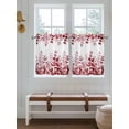 thumbnail image 2 of Pink Red Eucalyptus Leaves 2 Panel Kitchen Curtains for Small Windows, Watercolor Spring Summer Botanical Bathroom Tier Curtain, Short Window Treatment for Bedroom/Living Room 55"x36", 2 of 6