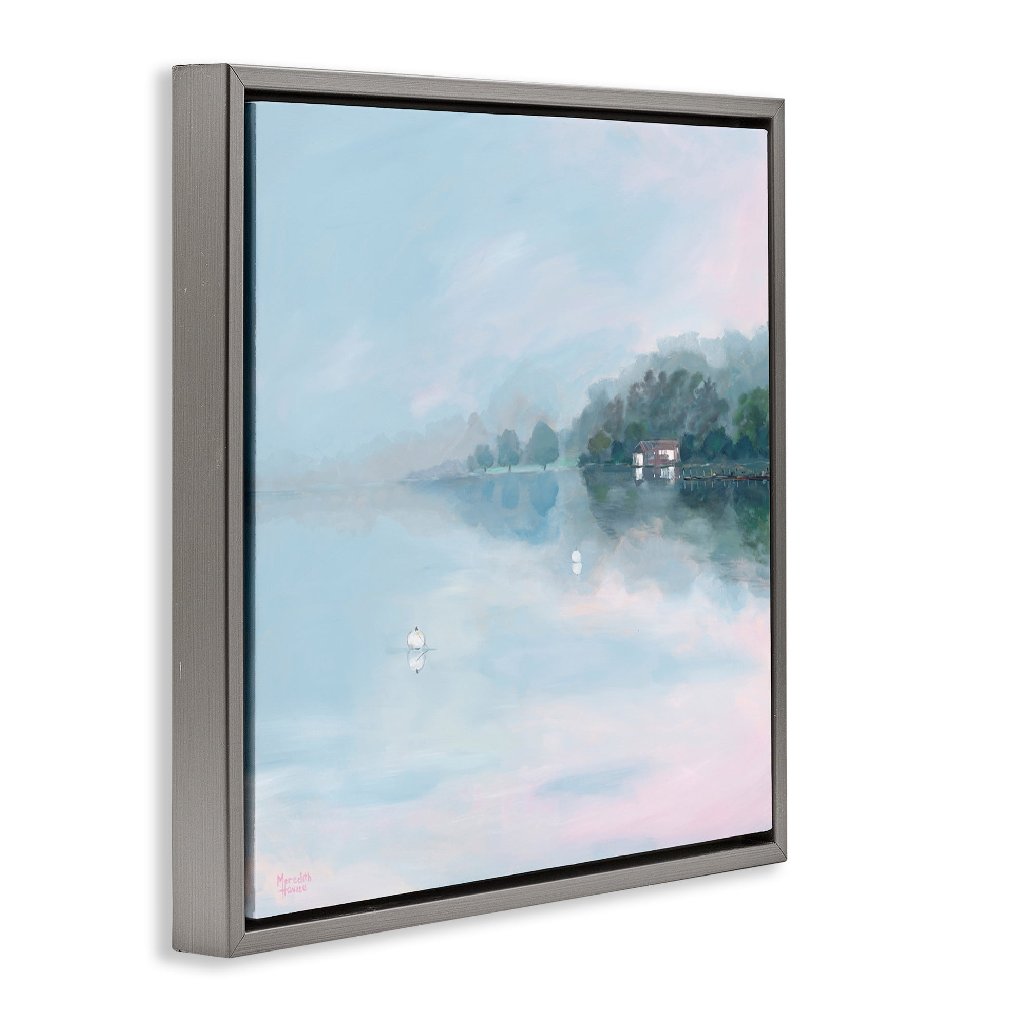 Stupell Industries Morning at Lake Windermere Gray Framed Floater Canvas Wall Art, design by Meredith Howse