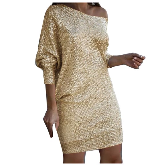 2025 Stylish Women's V Neck formal Glitter Dresses Sequin Midi Dress Elegant Silk Dress for Women with Slit off Shoulder Party Gown Semi formal Plus Size Dress for Spring and