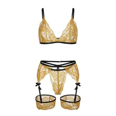 

HGWXX7 Plus Size Lingerie Fashion Women Bra Lace Lingerie Underwear Sleepwear Pajamas Garter