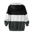 thumbnail image 6 of Funicet Gifts savings Deals! Plus Size Coats for Women Warm Loose Plush Zipper Hooded Coat Color Block Printed Drawstring Sweaters Shacket Jacket for Fall, Winter, 6 of 7