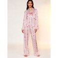thumbnail image 5 of AIGUR Mommy and Me Satin Pajamas Set Adorable Heart Print Long Sleeve Turn Down Collar Tops and Pants, Family Matching Sleepwear, 5 of 7