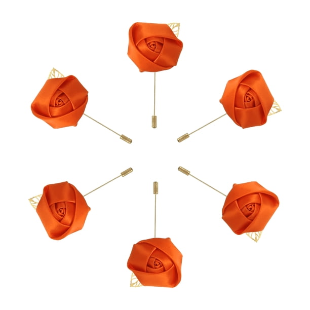 6 Pcs Ramilletes de Rosa para Novios Alfileres de Ramilletes para Hombres Ceremonia de Boda Aniversario Cena Formal Fiesta Naranja