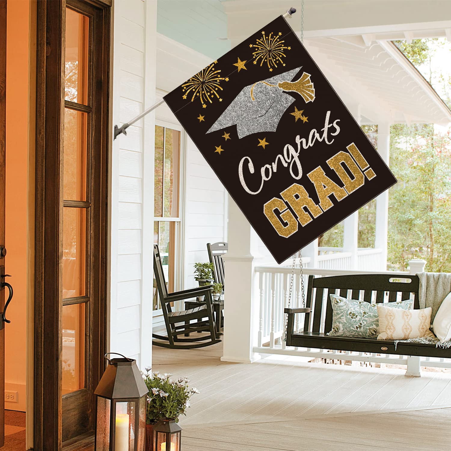2026 Graduation Garden Flag Congratulations Graduation Ceremony Courtyard Outdoor Decoration 12 x 18 inches Graduation Diploma Hat Graduation Decoration
