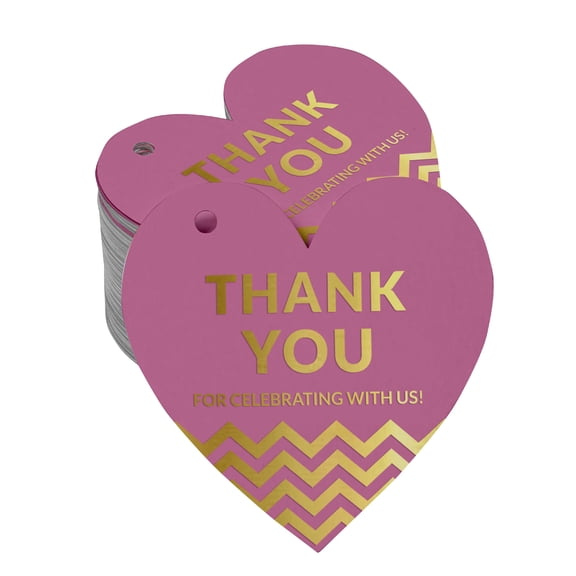 Inkdotpot Gold Foil Paper Hang Tag Thank You For Celebrating With Us Bridal Shower-Baby Shower-Retirement-Wedding-Birthday Favor Tag 50 Pieces
