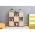 thumbnail image 3 of White 9-Cube Wooden Storage Organizer with 5 Enclosed Cabinet Doors and 4 Open Shelves, Freestanding Cubby Bookcase for Bedroom, Living Room, Office, Closet, or Playroom, 3 of 10