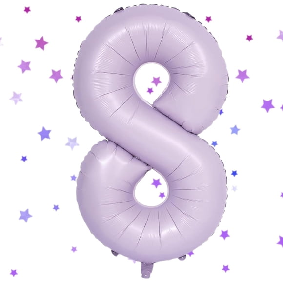 Globos con números Yeodong, 40 cm, color morado claro, 8