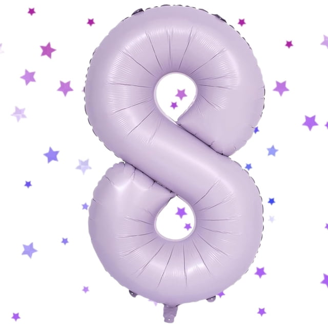 Globos con números Yeodong, 40 cm, color morado claro, 8