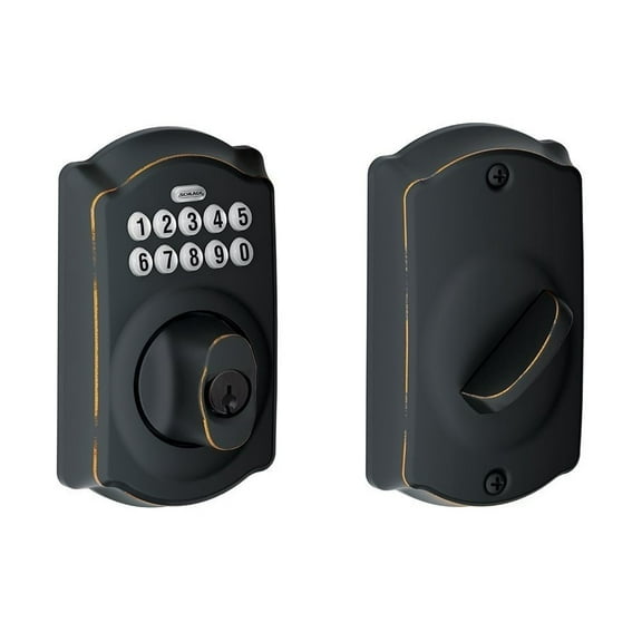 Schlage BE365 CAM 716 Camelot Keypad Entry with Flex-Lock, Aged Bronze