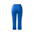 thumbnail image 6 of Uqiangy Capri Pants for Women Dressy Pull On Stretch High Waisted Crop Work Leggings with Pockets igh Waisted Pull On Dress Pants Slim Straight Leg Stretchy Waist Capris Trousers Pants Blue 2XL, 6 of 6