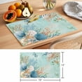 thumbnail image 6 of Teal Beach Coastal Placemats Set of 8 Summer Nautical Coral Shell Botanical Place Mats Indoor Wipeable Table Mats Washable Cloth Dining Table Placemats for Kitchen Holiday Party Home Decor 13x19 Inch, 6 of 9