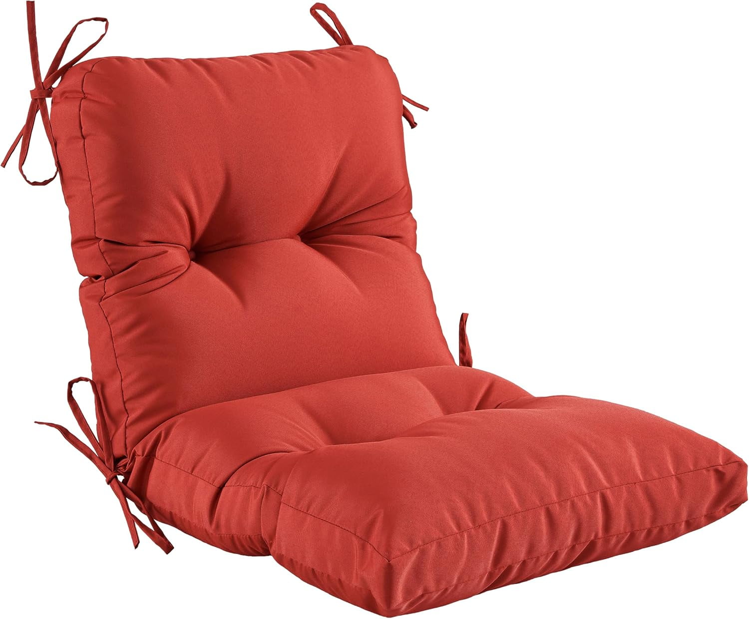 Outdoor Indoor Seat/Back Chair Tufted Cushion,All-Weather Patio Chair Cushion with Ties,for Patio Furniture,Lime Green