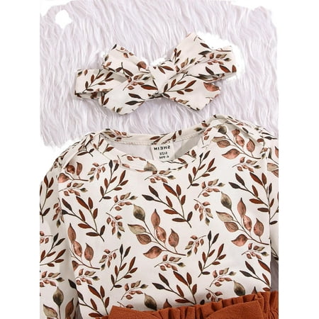 

Cute Plant Print Round Neck Long Sleeve Multicolor Baby Sets (Baby s)